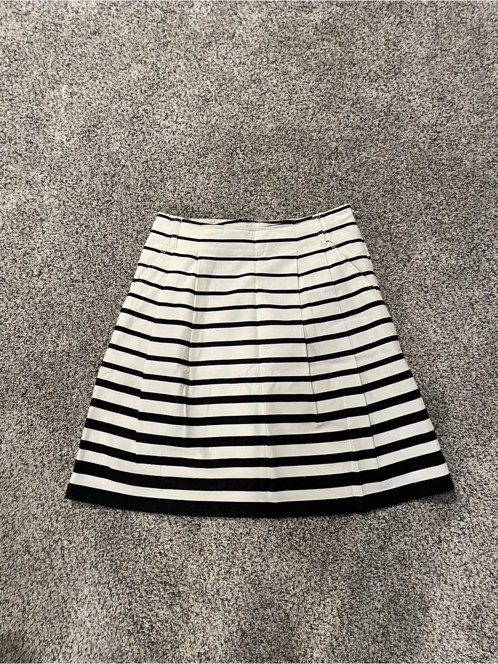 White House Black Market Black and White Striped A-Line Skirt